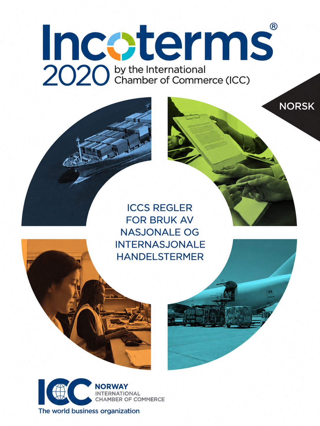 Omslaget til den norske utgaven av Incoterms 2020 fra ICC